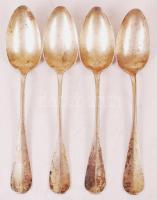 4 db ezüst (Ag.) monogramos kanál, jelzett, mesterjeggyel, nettó:305 g / Silver forks