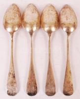 4 db ezüst (Ag.) monogramos kanál, jelzett, mesterjeggyel, nettó:305 g / Silver forks