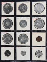 34db-os ezüst fémpénz tétel (2db kivételével) ausztrál, bahamai, bahreini, bermudai, brazil és canad...