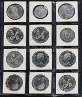 34db-os ezüst fémpénz tétel (2db kivételével) ausztrál, bahamai, bahreini, bermudai, brazil és canad...