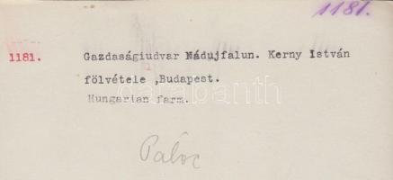 cca 1930 Kerny István (1879-1963): Gazdasági udvar Nádújfalun, feliratozott vintage fotó a szerző ha...