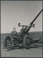 cca 1944 Dr. Csörgeő Tibor (1869-1968): Légvédelmi ágyú, jelzetlen vintage katonai fotó a szerző hagyatékából, 10x8 cm