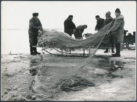 cca 1960 Balatoni halászat, 2 db riportfotó, 13x23 cm és 18x24 cm