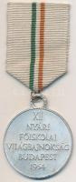 1954. "XII. Nyári Főiskolai Világbajnokság Budapest" ezüstözött fém díjérem szalagon (45mm) T:2,2-
