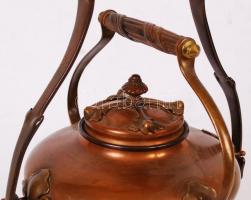 Szecessziós réz szamovár, sérült, jelzés nélkül, m:41 cm