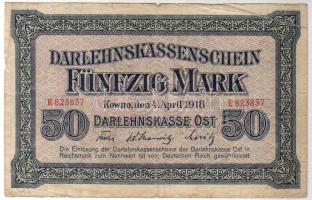 Német Birodalom/Oroszország megszállás/Kowno 1918. 50M T:III