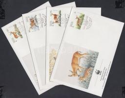WWF Szarvasok bélyegek egy sorból 4 FDC, WWF Deers stamps from one set on 4 FDC