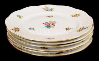 Herendi Eton mintás süteményes készlet, kézzel festett, jelzett (tanuló), hibátlan, d:16,5 cm, d:28 ...