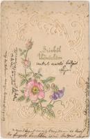 9 db RÉGI motívum lap pár lithoval; virág / 9 old motive cards with some litho; flower