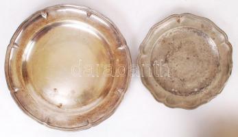 Fém tálcák (egyik ón), tálkák és doboz, köztük Berndorf, Cristofle, összesen:5 db