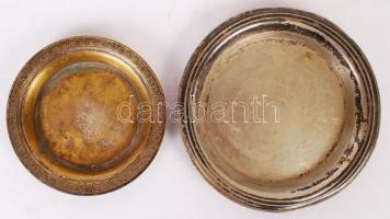 Fém tálcák (egyik ón), tálkák és doboz, köztük Berndorf, Cristofle, összesen:5 db