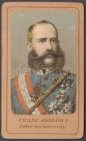 cca 1865 Ferenc József litho portréja, keményhátú kép, 6x10 cm / cca 1865 Emperor Franz Joseph, litho picture, 6x10 cm