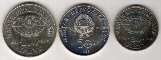 1984. 20Ft + 100Ft Ag "FAO III" sor + 1988. 50Ft "Világ Vadvédelmi Alap III" T:BU