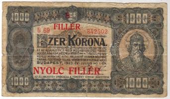 1923. 1000K 8f fny-sal, a felülnyomás igen erősen felfelé, illetve balra tolódott! T:III R!