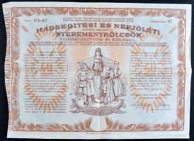 Budapest 1917. "Hadsegítési és Népjóléti nyereménykölcsön" nyereménykötvény 40K-ról (3x) T...