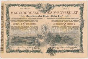 Budapest 1888. "Magyarországi Jószív Egyesület" sorsjegye, pecsételéssel 2Ft-ról magyar és német nyelven (4x) T:III