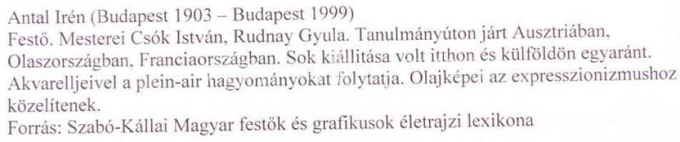 Antal Irén (1903-1999): Guberáló. Akvarell, papír, jelzett, üvegezett keretben, 21×24 cm