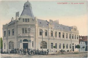 Szatmár, Új posta épület, Zene iskola, kiadja Lőwy Miksa / new post office, music school (EK)