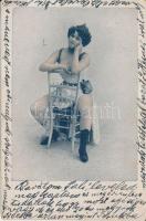 Erotic postcard, mistress (small tear)