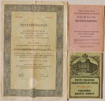 1930-40. 2 db takarékbetétkönyv + "MNB Hitelszövetkezeti" 40P névértékű üzletrészjegy