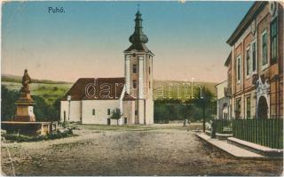 Puhó, Puchó; templom, szobor / church, statue (b)