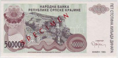 Horvátország/Krajna Szerb Köztársaság 1993. 500.000D Specimen (Minta) T:I