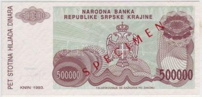 Horvátország/Krajna Szerb Köztársaság 1993. 500.000D Specimen (Minta) T:I