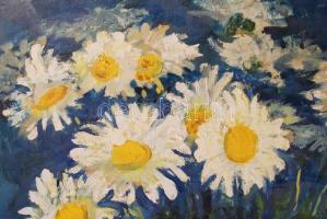 Vörös jelzéssel: Virágcsendélet. Olaj, farost, keretben, 79×48 cm