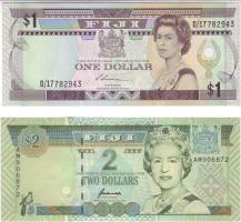 Fiji 1993-95. 1$ + 2$ T:I