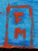 FM jelzéssel: Naplemente. Olaj, farost, 24×60 cm