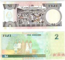 Fiji 1993-95. 1$ + 2$ T:I
