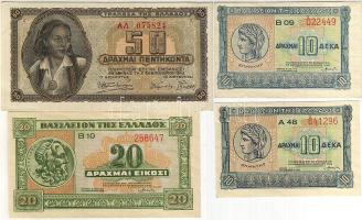 Görögország 1940-43. 10Dr (2x) + 20Dr + 50Dr T:I