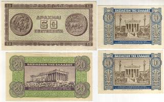Görögország 1940-43. 10Dr (2x) + 20Dr + 50Dr T:I