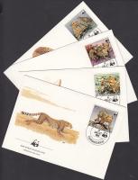 WWF Cheetah set on 4 FDC, WWF Gepárdok sor 4 FDC