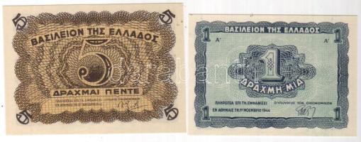 Görögország 1944-45. 1Dr + 5Dr T:I