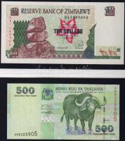 Modern bankjegytétel St.Helena 1Font (4x) egymásutáni sorszámokkal!, Szomália 5Sh+10Sh, Tanzánia 500Sh, Zimbabwe 10$ T:I