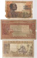 Nyugat-Afrikai Államok 1959-től 100Fr T:IV, 1000Fr T:III, 10.000Fr T:III/IV