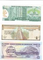 Jamaika 2db + Honduras 2db + Guatelama 2db klf bankjegy T:I