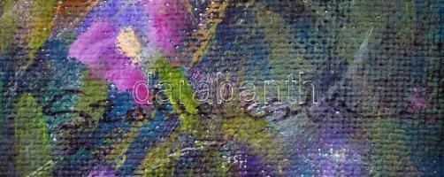 Szabolcsik Katalin: Virágcsokor. Olaj, farost, jelzett, keretben, 60×60 cm