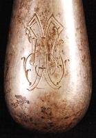 Ezüst (Ag.) villa, jelzett (félhold, dianás), monogramos, h:23 cm, nettó:115 g