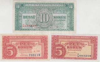 Csehszlovákia 1949. 5K (2x) + 10K T:II-,III Czechoslovakia 1949. 5 Korun (2x) + 10 Korun C:VF,F