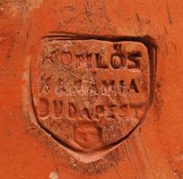 Komlós csodálkozó párocska, kézzel festett, jelzett, hibátlan, mázas kerámia, m:20cm, h:17 cm