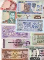 Mozambik 11 klf bankjegy T:I + Timor 1 db T:I (foltos)