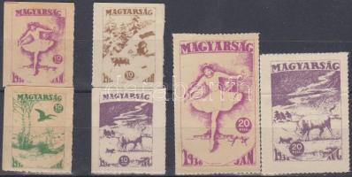 1936-1938 Magyarság újság 6 db klf támogatói bélyeg