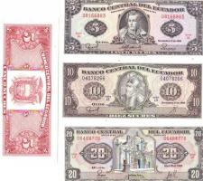 Ekvádor 4db (3klf) bankjegy T:I