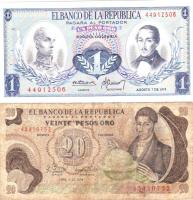 Kolumbia 4 klf bankjegy T:I (3x),II