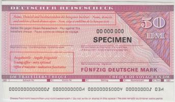 Németország DN "Német utazási csekk" 50M "SPECIMEN" utazási csekk T:I- Germany ND "Deutscher Reisescheck (German Travellers Cheque)" 50 Mark "SPECIMEN" travellers cheque C:AU