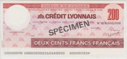 Franciaország DN "Credit Lyonnais" 500Fr "SPECIMEN" utazási csekk T:I France ND "Credit Lyonnais" 500 Francs "SPECIMEN" travellers cheque C:UNC