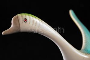 Hollóházi liba, kézzel festett, hibátlan, jelzett, m:14 cm