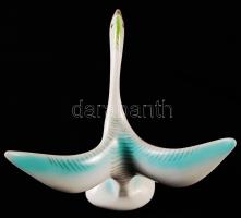 Hollóházi liba, kézzel festett, hibátlan, jelzett, m:14 cm